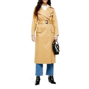 Topshop Editor Notch Lapel Trench Coat in Camel